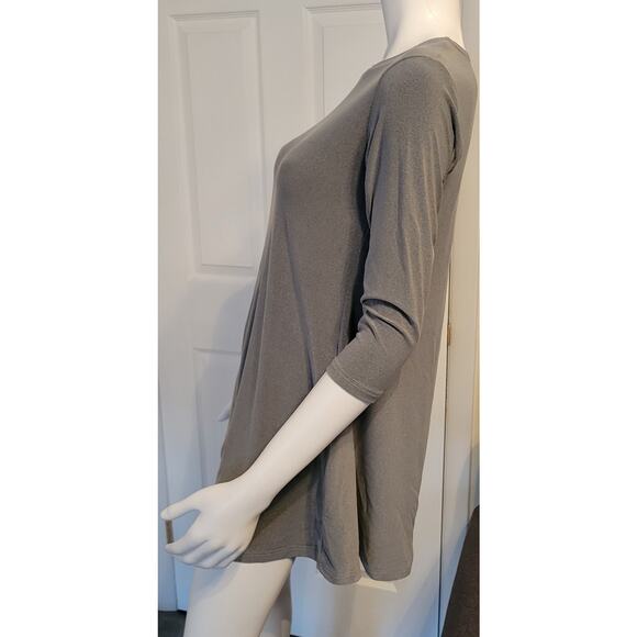 Sympli Nu Trapeze Dress Sze 4 Liquid Slinky Soft Stretch 3/4 Sleeve Pockets Gray - Picture 4 of 8